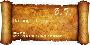 Balanyi Tirzusz névjegykártya